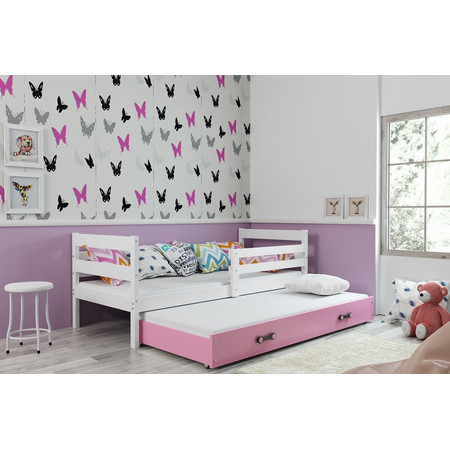 Dětská postel s výsuvnou postelí ERYK 190x80 cm Ružové Bílá BMS