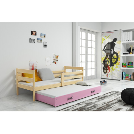 Dětská postel s výsuvnou postelí ERYK 190x80 cm Ružové Borovice BMS
