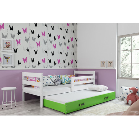 Dětská postel s výsuvnou postelí ERYK 190x80 cm Zelená Bílá BMS
