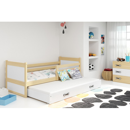 Dětská postel s výsuvnou postelí RICO 190x80 cm Bílá Borovice BMS