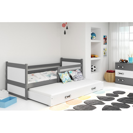 Dětská postel s výsuvnou postelí RICO 190x80 cm Bílá Šedá BMS