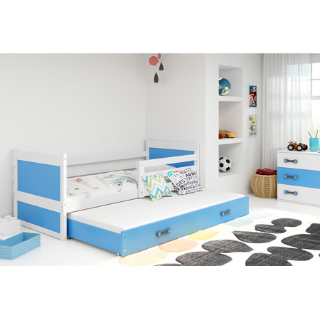 Dětská postel s výsuvnou postelí RICO 190x80 cm Modrá Bílá BMS