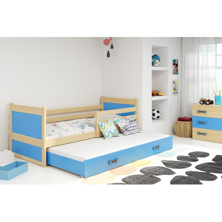Dětská postel s výsuvnou postelí RICO 190x80 cm Modrá Borovice BMS