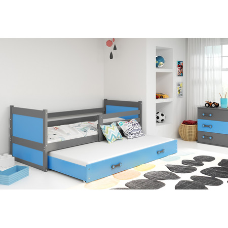 Dětská postel s výsuvnou postelí RICO 190x80 cm Modrá Šedá BMS