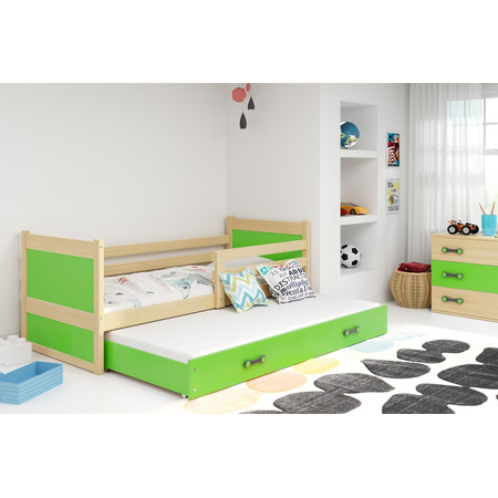 Dětská postel s výsuvnou postelí RICO 190x80 cm Zelená Borovice BMS