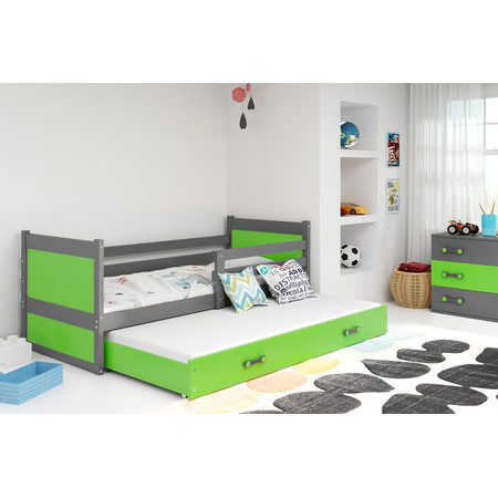 Dětská postel s výsuvnou postelí RICO 190x80 cm Zelená Šedá BMS