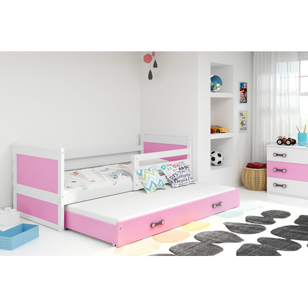 Dětská postel s výsuvnou postelí RICO 200x90 cm Ružové Bílá BMS