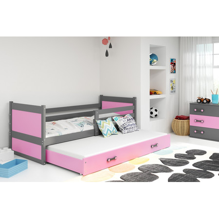 Dětská postel s výsuvnou postelí RICO 200x90 cm Ružové Šedá BMS