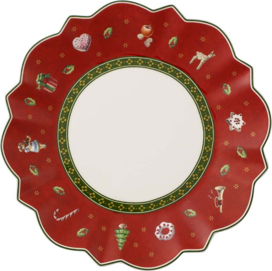 Červený porcelánový talíř s vánočním motivem Villeroy & Boch