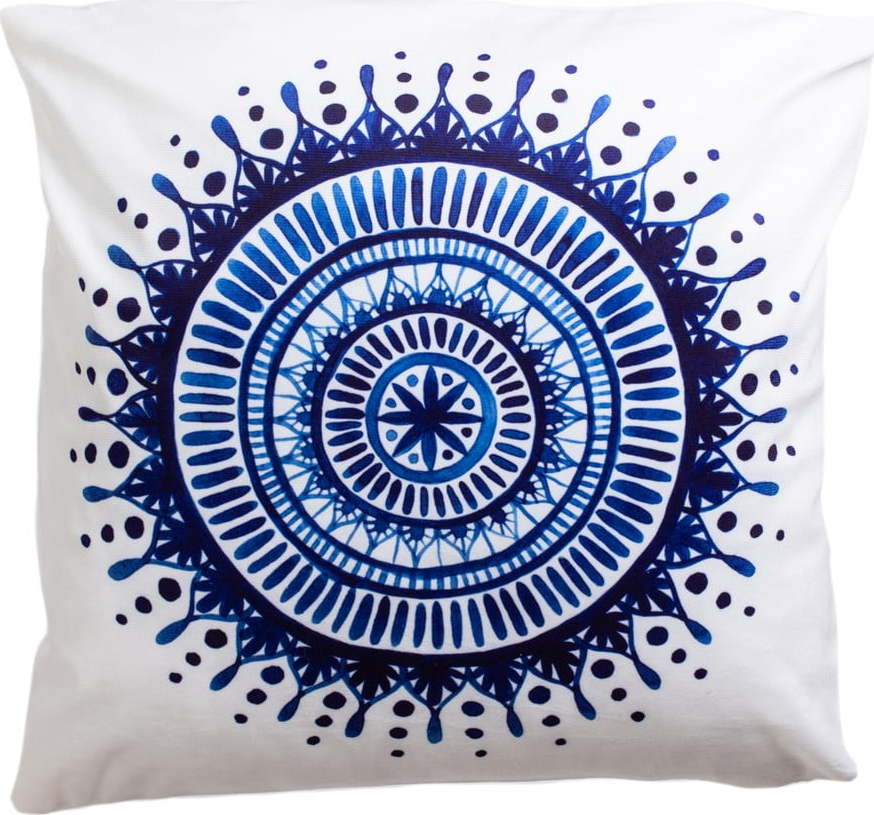 Modro-bílý dekorační polštář 45x45 cm Mandala - JAHU collections JAHU collections