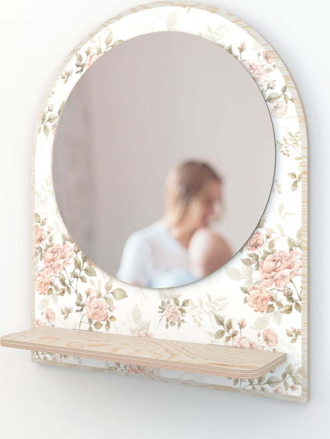 Nastěnné zrcadlo s poličkou ø 35 cm Roses - Dekornik Dekornik