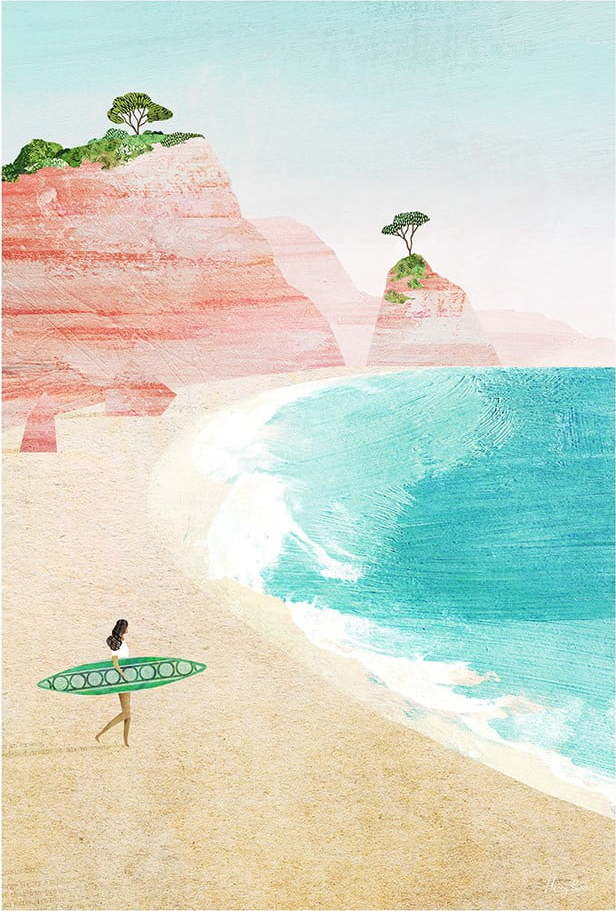 Plakát 30x40 cm Surf Girl - Travelposter Travelposter