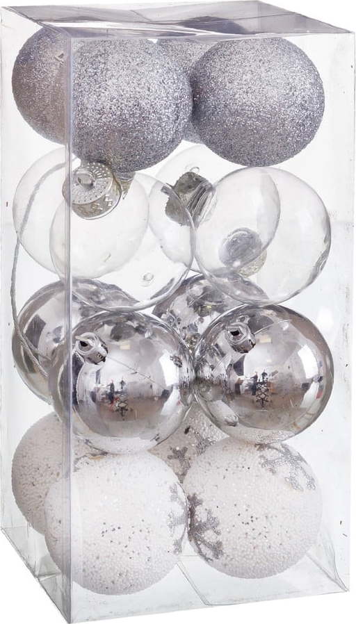 Sada 16 vánočních ozdob ve stříbrné barvě Unimasa Foam