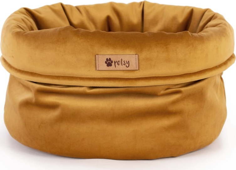 Sametový pelíšek ve zlaté barvě ø 40 cm Basket Royal - Petsy Petsy