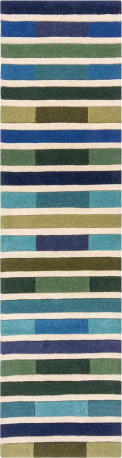 Zelený vlněný koberec běhoun 230x60 cm Piano - Flair Rugs Flair Rugs