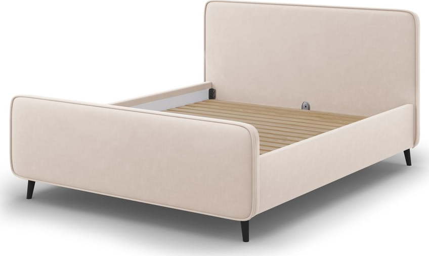 Béžová čalouněná dvoulůžková postel s roštem 140x200 cm Kaia - Micadoni Home Micadoni Home