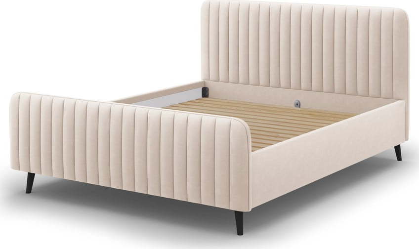 Béžová čalouněná dvoulůžková postel s roštem 140x200 cm Lily - Micadoni Home Micadoni Home