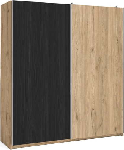 Černá šatní skříň v dekoru dubu s posuvnými dveřmi 182x200 cm Care - Marckeric Marckeric