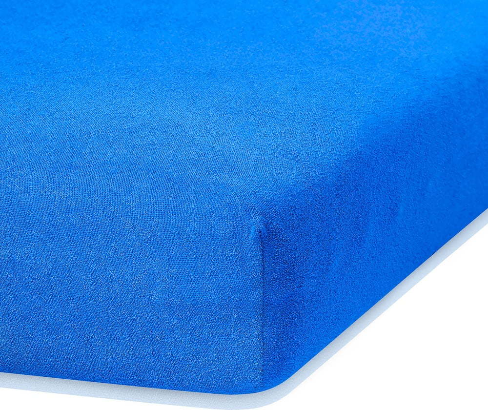 Modré elastické prostěradlo s vysokým podílem bavlny AmeliaHome Ruby