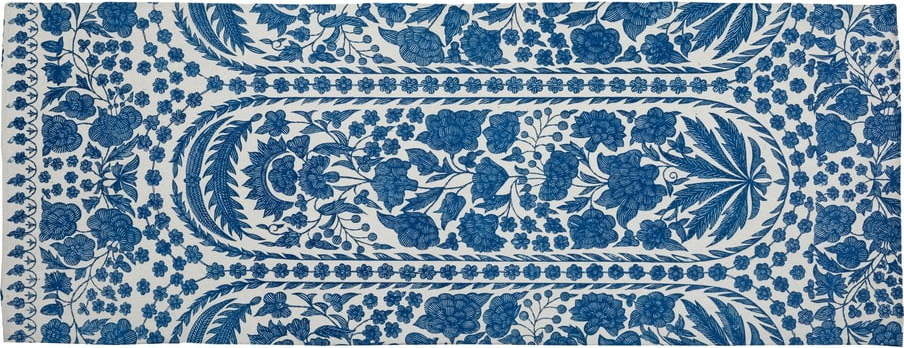 Modrý běhoun s příměsí bavlny Velvet Atelier Blue Flowers
