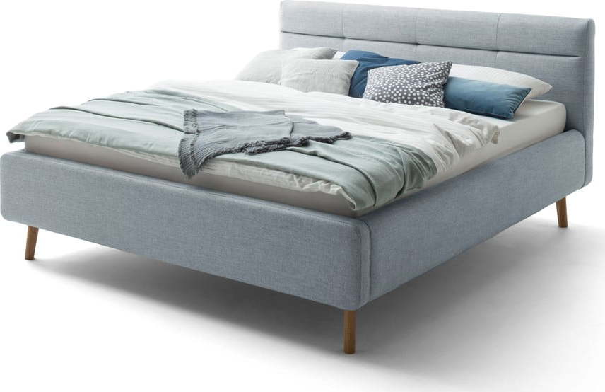Šedomodrá čalouněná dvoulůžková postel s úložným prostorem a s roštem 180x200 cm Lotte - Meise Möbel Meise Möbel
