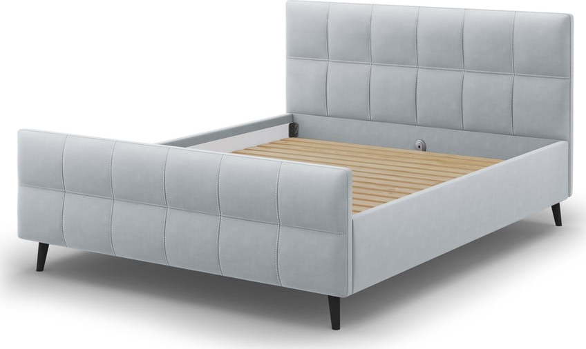 Světle šedá čalouněná dvoulůžková postel s roštem 160x200 cm Gigi - Micadoni Home Micadoni Home