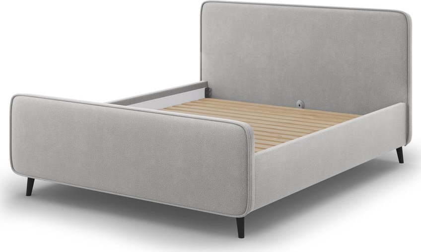 Světle šedá čalouněná dvoulůžková postel s roštem 160x200 cm Kaia - Micadoni Home Micadoni Home