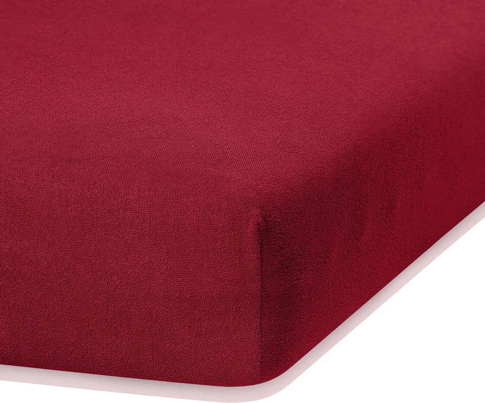 Tmavě červené elastické prostěradlo s vysokým podílem bavlny AmeliaHome Ruby