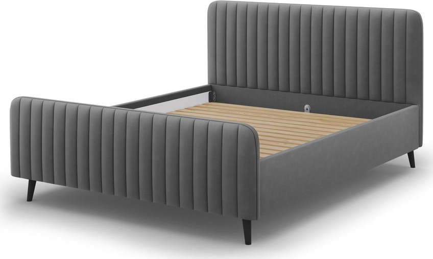 Tmavě šedá čalouněná dvoulůžková postel s roštem 140x200 cm Lily - Micadoni Home Micadoni Home