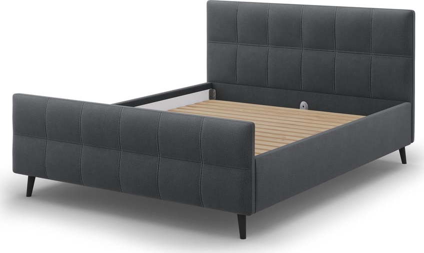 Tmavě šedá čalouněná dvoulůžková postel s roštem 180x200 cm Gigi - Micadoni Home Micadoni Home
