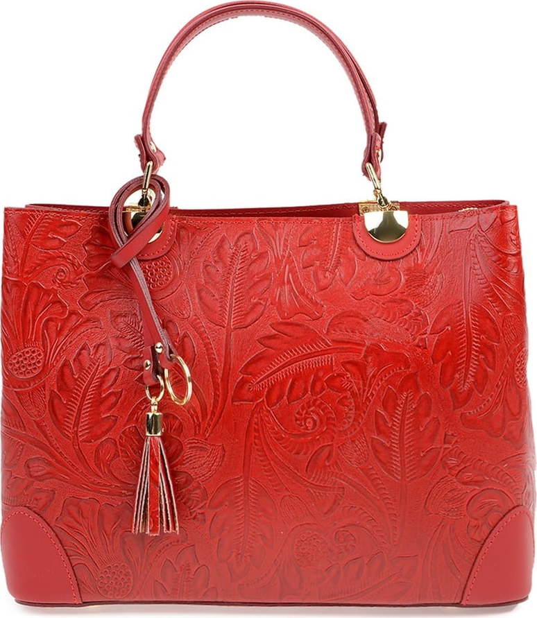 Červená kožená kabelka Carla Ferreri Floral Carla Ferreri