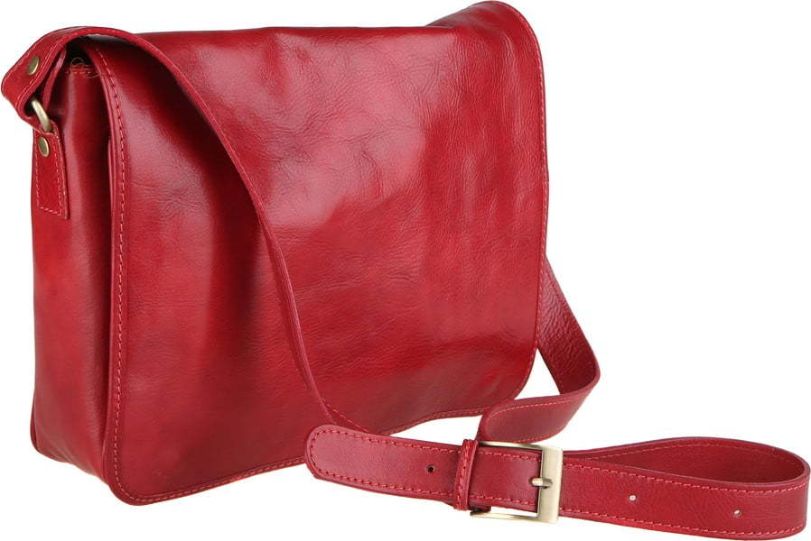Červená kožená taška přes rameno Chicca Borse Norma Chicca Borse