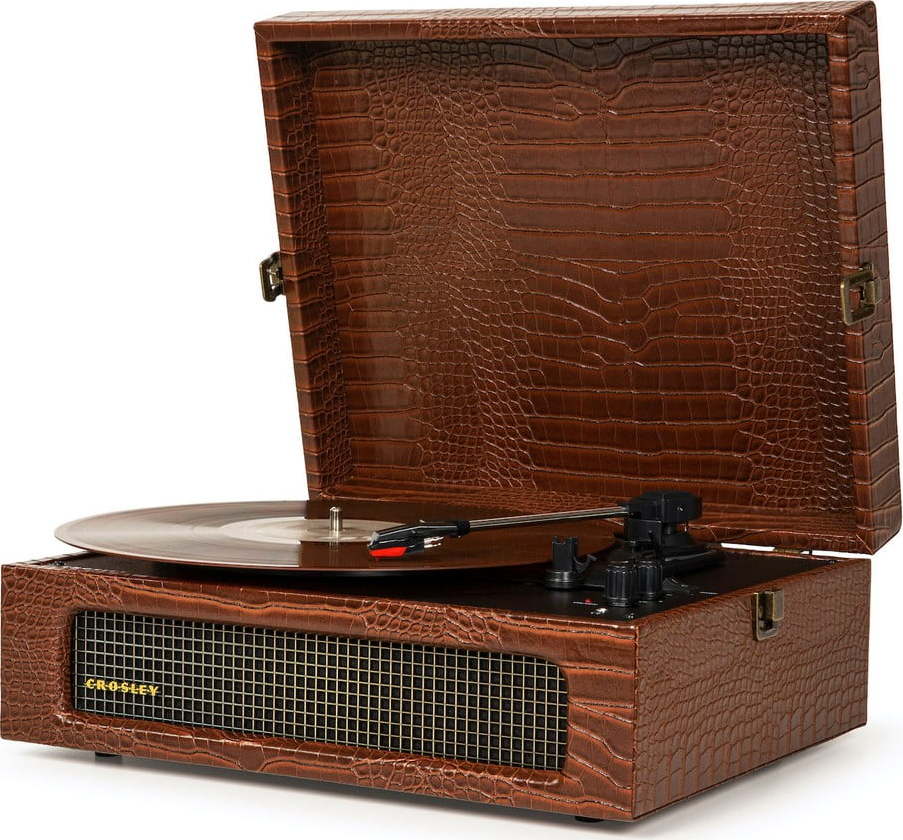 Hnědý gramofon Crosley Voyager Croc Crosley