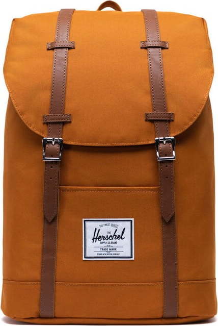 Oranžový batoh s hnědými popruhy Herschel Retreat