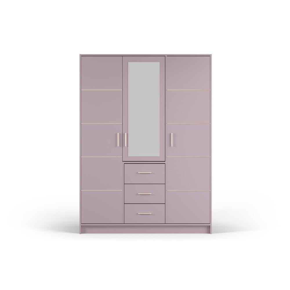 Růžová šatní skříň se zrcadlem 147x200 cm Burren - Cosmopolitan Design Cosmopolitan design