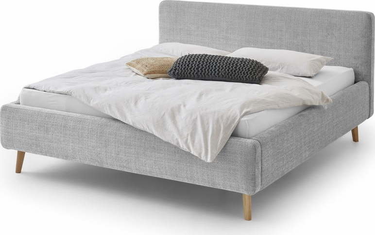 Šedá čalouněná dvoulůžková postel s úložným prostorem s roštem 180x200 cm Mattis - Meise Möbel Meise Möbel