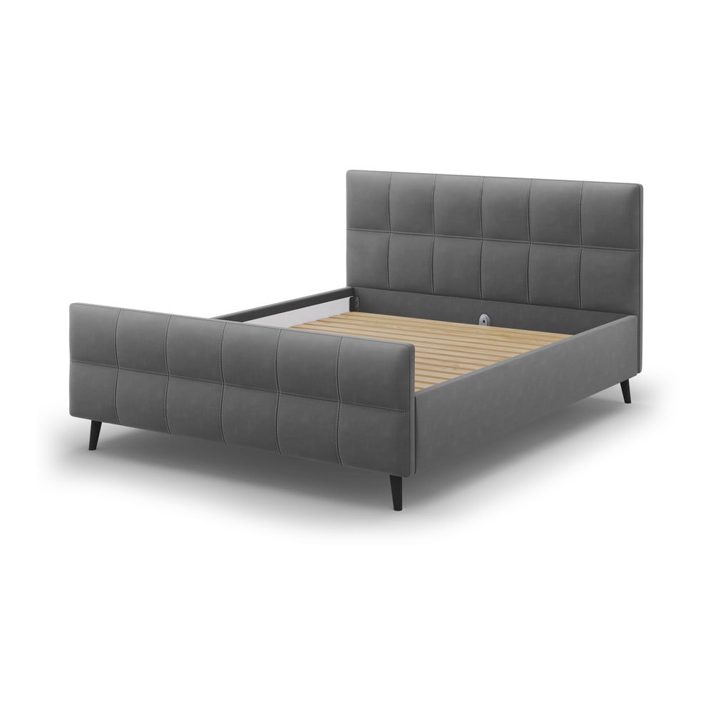 Tmavě šedá čalouněná dvoulůžková postel s roštem 140x200 cm Gigi - Micadoni Home Micadoni Home