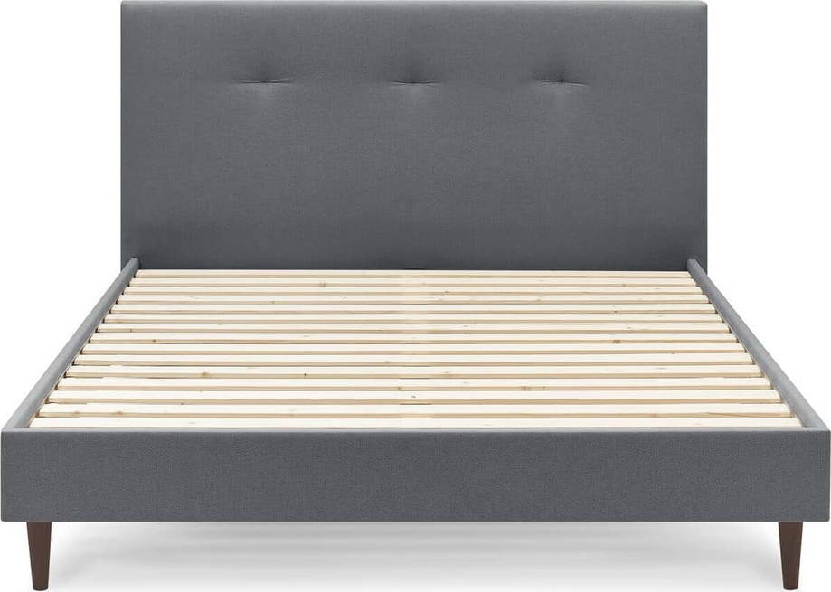 Tmavě šedá čalouněná dvoulůžková postel s roštem 160x200 cm Tory - Bobochic Paris Bobochic Paris