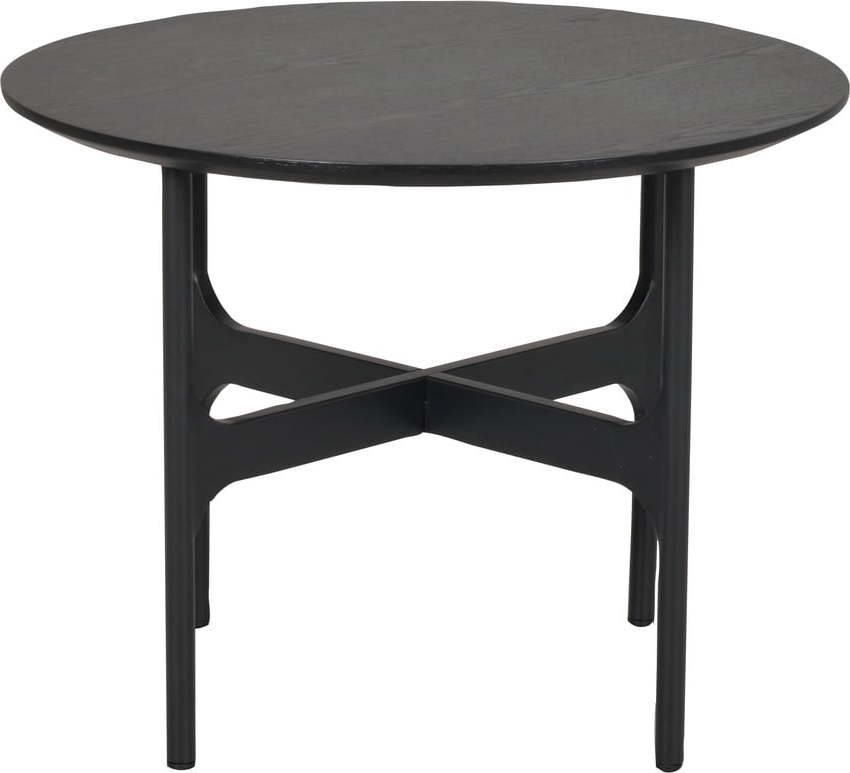Černý kulatý konferenční stolek s deskou v dekoru jasanového dřeva 55x55 cm Colton - Rowico Rowico
