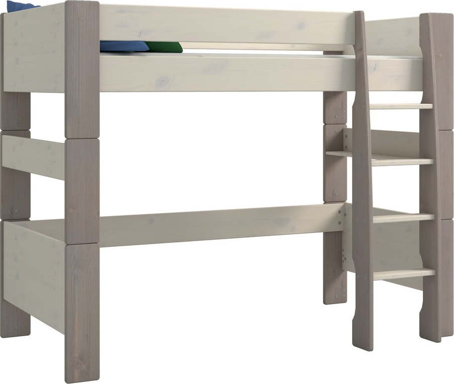Bílo-šedá vyvýšená dětská postel z borovicového dřeva 90x200 cm Steens for Kids - Tvilum Tvilum