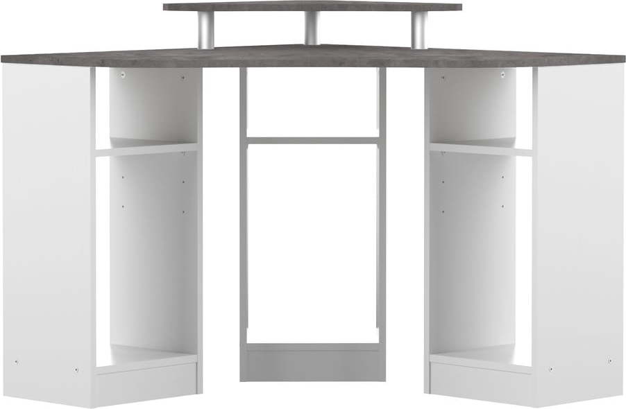 Bílý pracovní stůl s deskou v dekoru betonu 94x94 cm - TemaHome TemaHome
