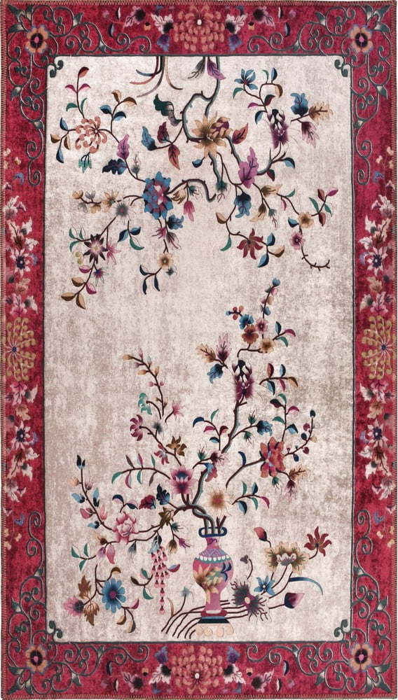 Červeno-krémový pratelný koberec 80x50 cm - Vitaus Vitaus