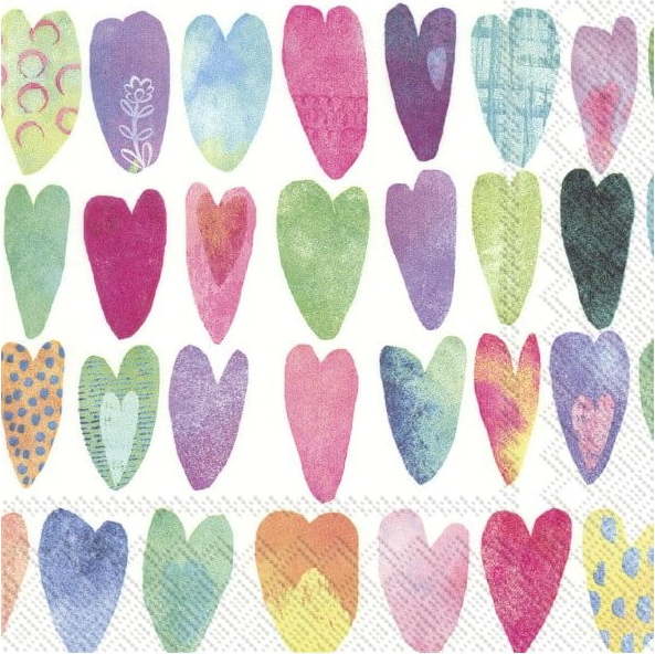 Papírové ubrousky v sadě 20 ks Rainbow Hearts - IHR IHR