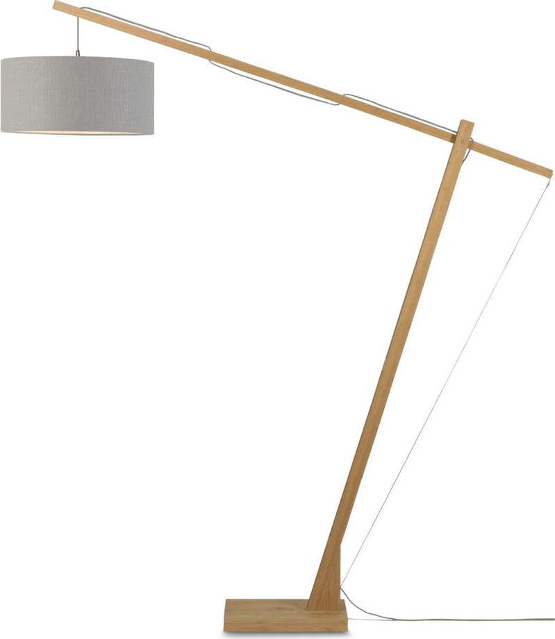 Stojací lampa se světle šedým stínidlem a konstrukcí z bambusu Good&Mojo Montblanc Good&Mojo