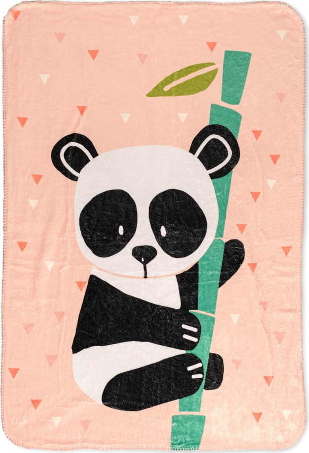 Světle růžová dětská deka z mikrovlákna 140x110 cm Panda – Moshi Moshi Moshi Moshi