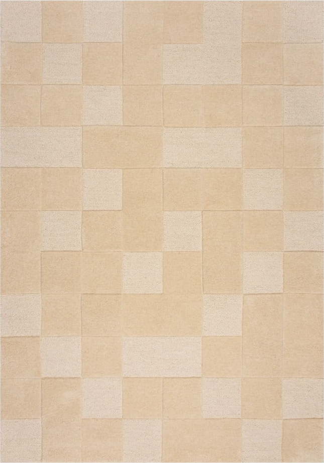 Béžový vlněný koberec 230x160 cm Checkerboard - Flair Rugs Flair Rugs