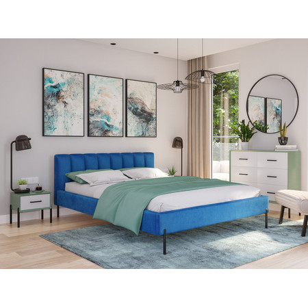 Čalouněná postel MILAN rozměr 180x200 cm Modrá TT-FURNITURE