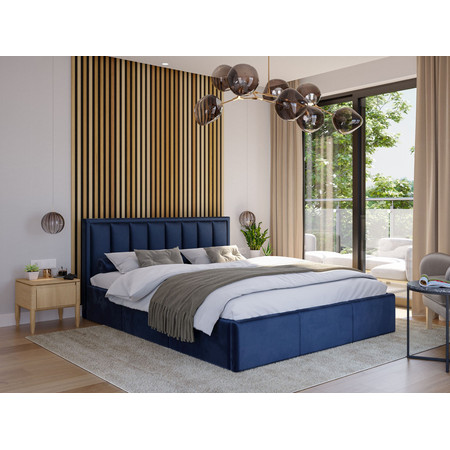 Čalouněná postel MOON rozměr 80x200 cm Tmavě modrá TT-FURNITURE