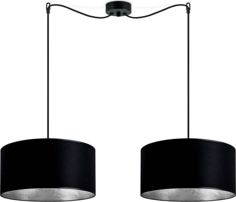 Černé dvouramenné závěsné svítidlo s vnitřkem ve stříbrné barvě Sotto Luce Mika Sotto Luce