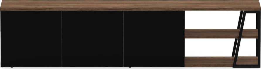 Černý TV stolek v dekoru ořechu 190x45 cm Albi - TemaHome TemaHome